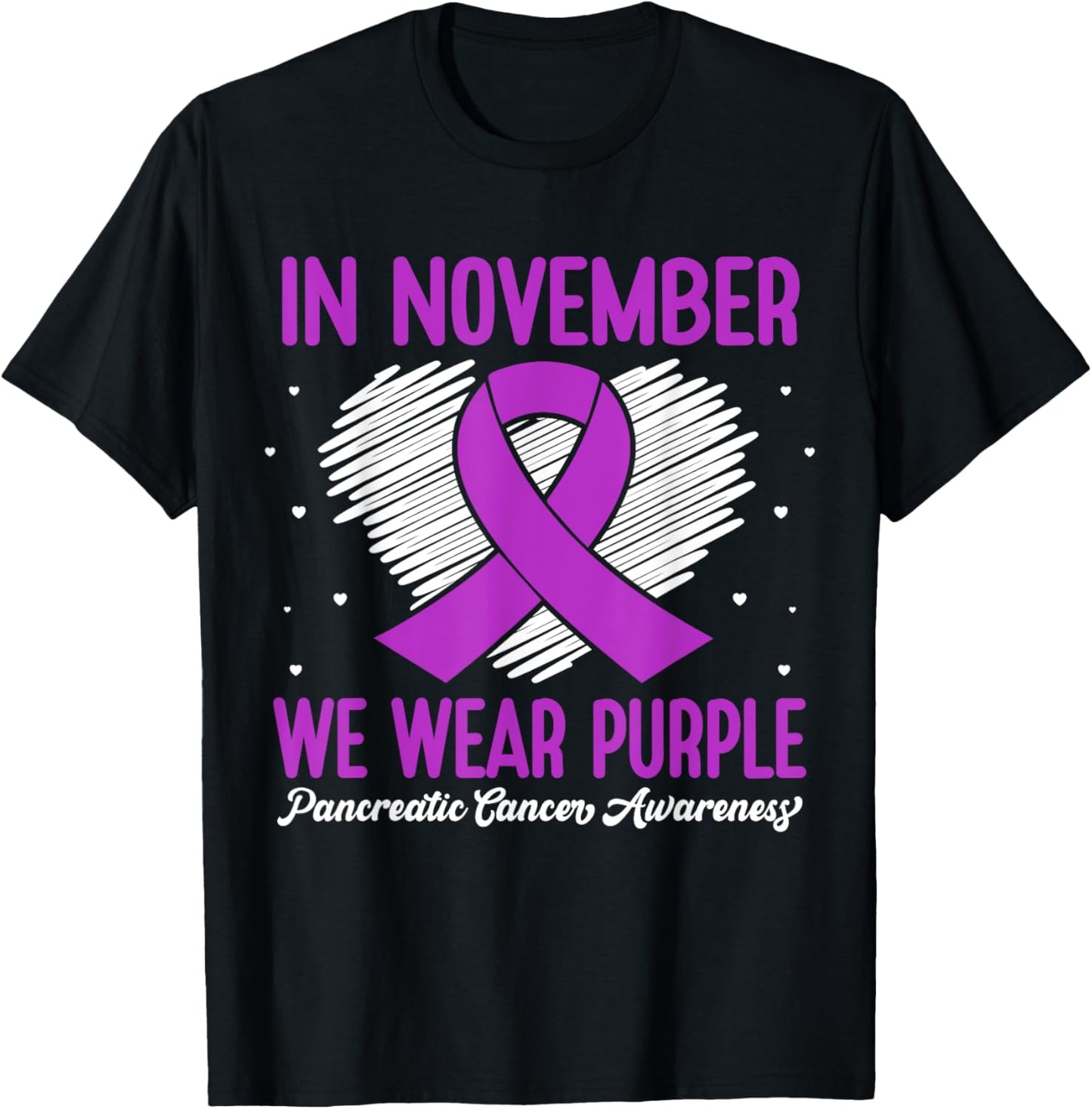 In November We Wear Purple Pancreatic Cancer Awareness Month T-Shirt - T-Shirt | Black