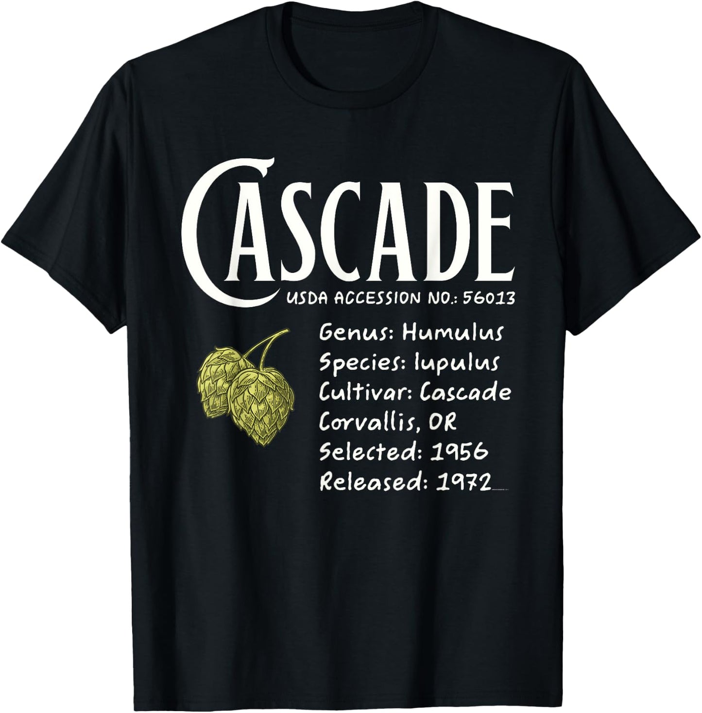 Cascade Hops Historic Cultivar T-Shirt - T-Shirt | Black
