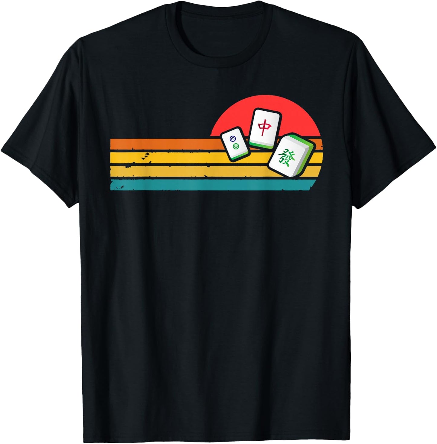 Mahjong Chinese 80s Retro Mah Jongg T-Shirt - T-Shirt | Black
