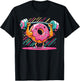 Funny Doughnut Weightlifting | Cartoon Donut Gym Workout T-Shirt - T-Shirt | Black