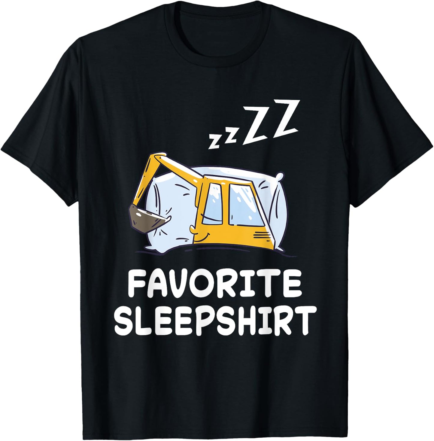 Dredger Digger Excavator Nap Sleeping Sleep Pajama Nightgown T-Shirt - T-Shirt | Black