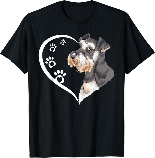 Miniature Schnauzer Shirts Girls Kids Heart Cute T-Shirt - T-Shirt | Black