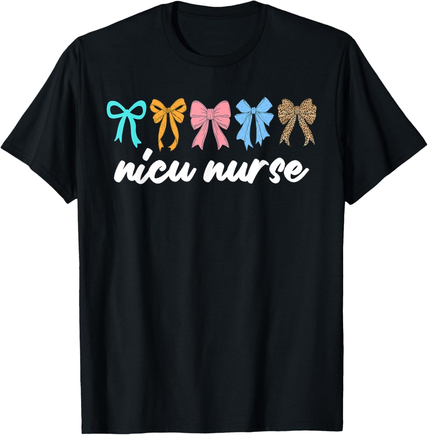 NICU Nurse Neonatal Intensive Care Unit Cute Bow T-Shirt - T-Shirt | Black