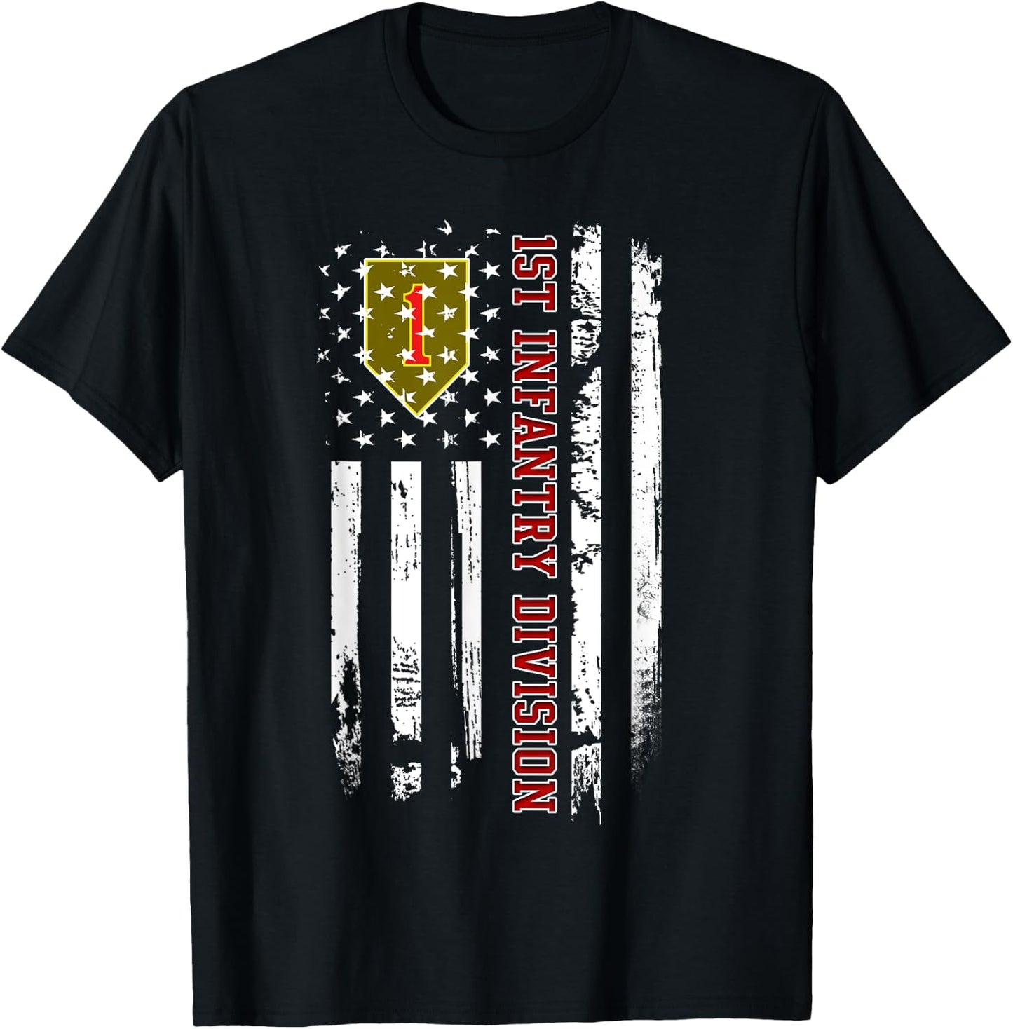 1st Infantry Division American Flag Military Veteran Day T-Shirt - T-Shirt | Black