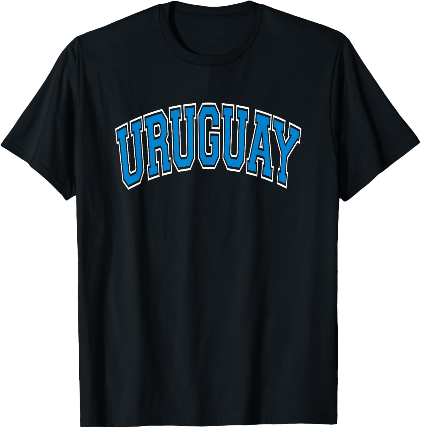 Uruguay Arched Blue Text T-Shirt - T-Shirt | Black