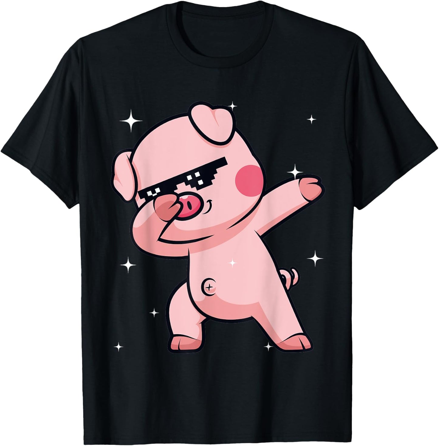 Men Women Kids Funny Pig Dabbing Animals Wildlife Parties T-Shirt - T-Shirt | Black