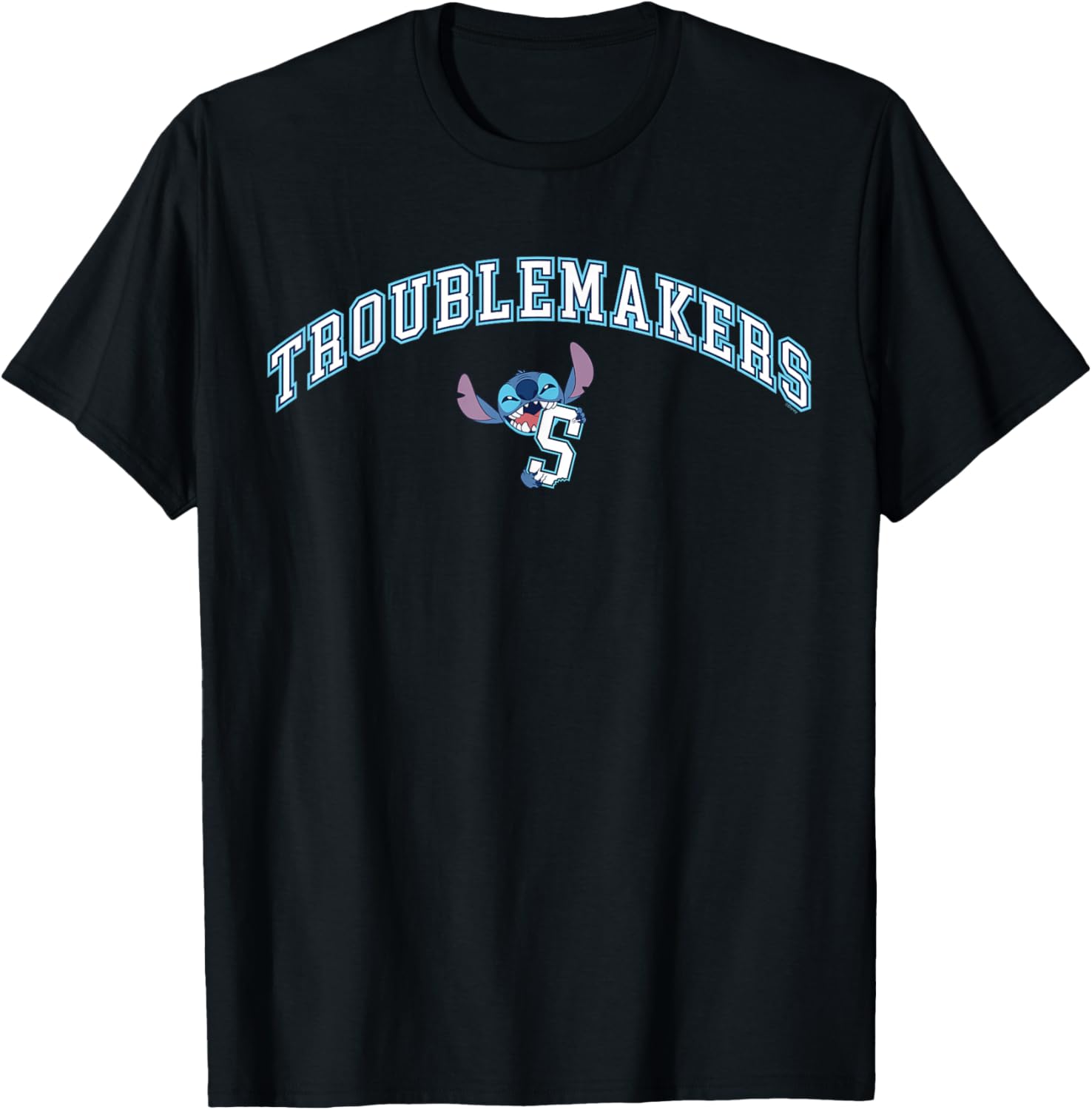 Disney Lilo & Stitch Troublemakers “S” Collegiate Team Sport T-Shirt - T-Shirt | Black