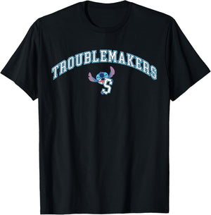 Disney Lilo & Stitch Troublemakers “S” Collegiate Team Sport T-Shirt - T-Shirt | Black
