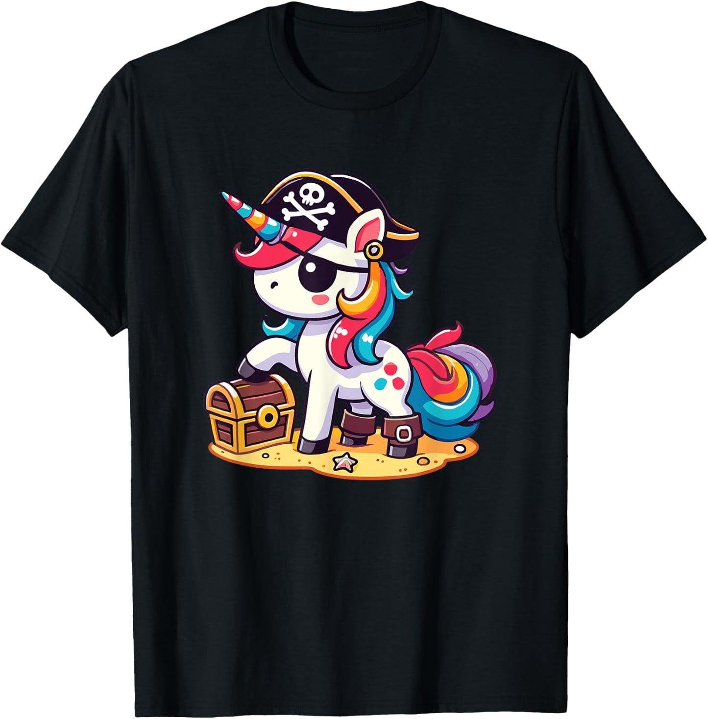 Unicorn Pirate Costume Halloween T-Shirt - T-Shirt | Black