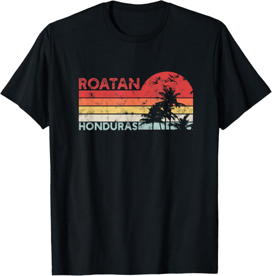 Roatan Honduras Vintage Striped - Honduras Country Paradise T-Shirt - T-Shirt | Black