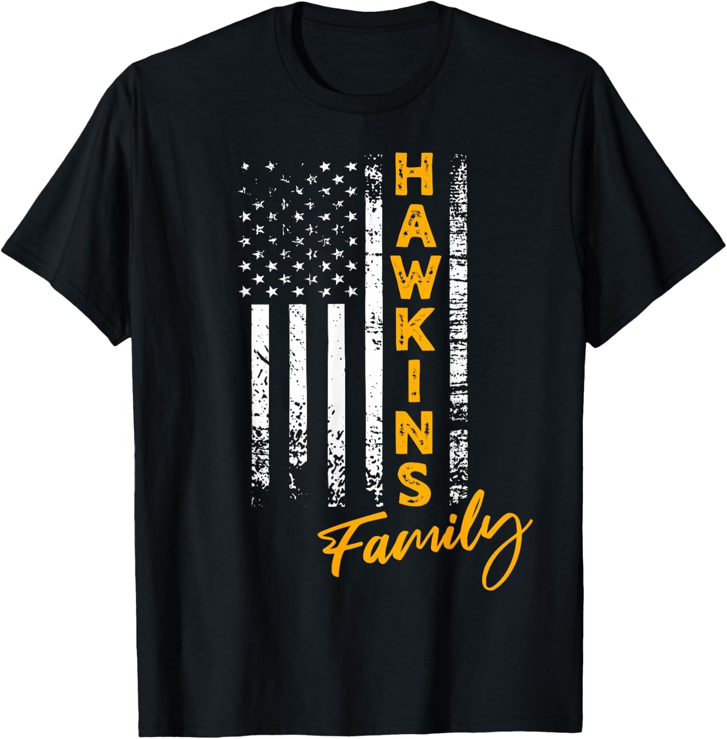 Hawkins Surname American Hawkins Last Name Hawkins T-Shirt - T-Shirt | Black