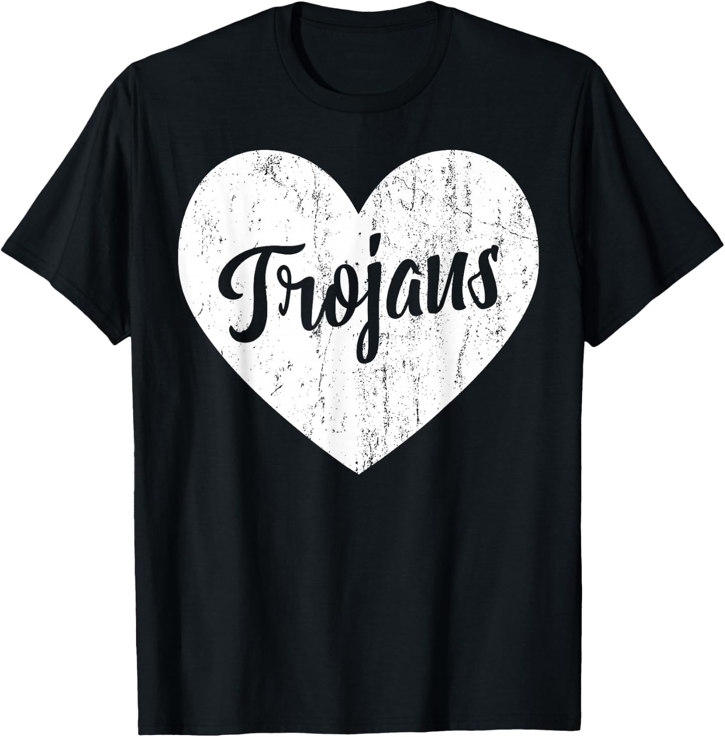 Trojans School Sports Fan Team Spirit Mascot Cute Heart Gift T-Shirt - T-Shirt | Black