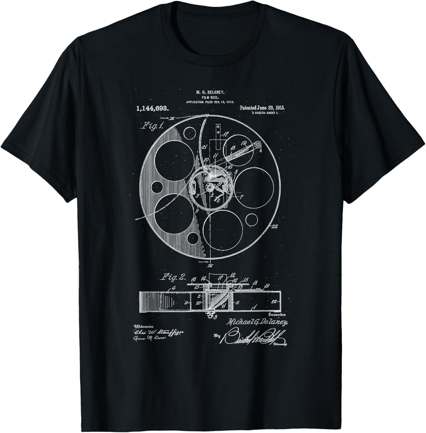 Film Roll Patent Vintage Retro Filmmaker Gift Film T-Shirt - T-Shirt | Black