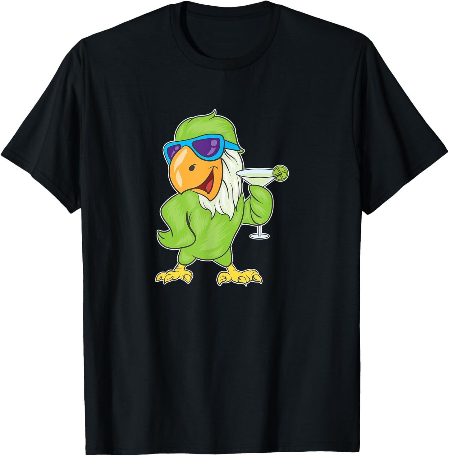 Parrots Tropical Drinking Margaritas T-Shirt - T-Shirt | Black