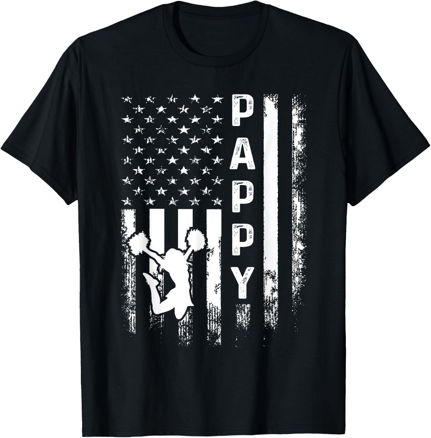 Cheer Pappy American Flag Cheerleading Cheerleader T-Shirt - T-Shirt | Black