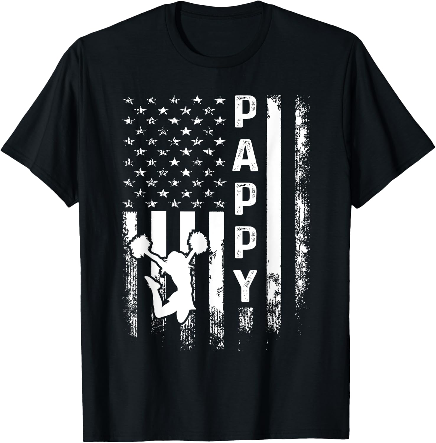 Cheer Pappy American Flag Cheerleading Cheerleader T-Shirt - T-Shirt | Black