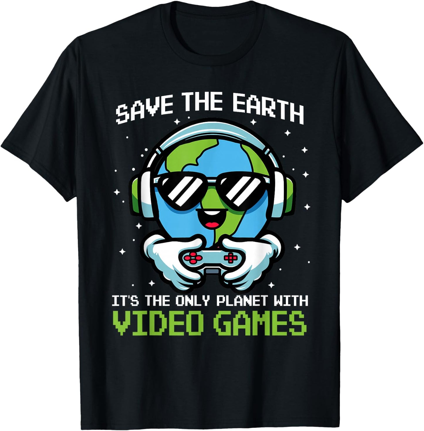 Save Earth Gamer Design - Funny Earth Day Video Game T-Shirt - T-Shirt | Black