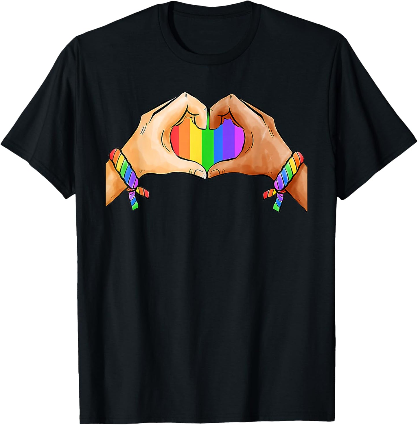 Gay Pride Clothing LGBT Rainbow Flag Heart Unity T-Shirt - T-Shirt | Black