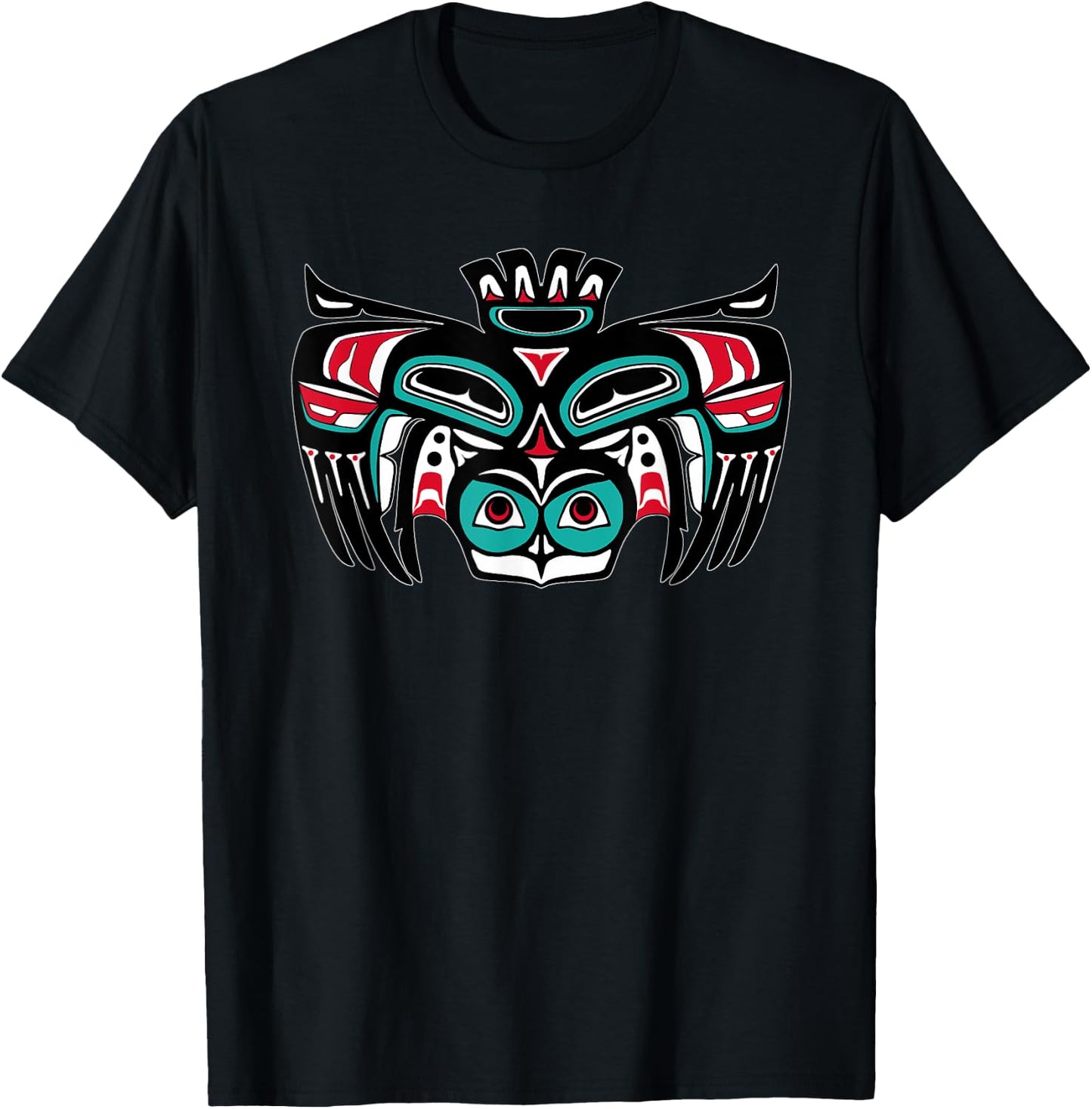 Alaska Native American Indian Style Haida Tlingit Owl Spirit T-Shirt - T-Shirt | Black