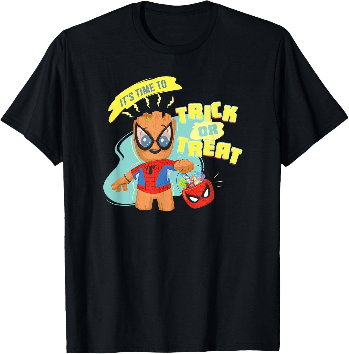 Marvel Groot in Spider-Man Costume Trick or Treat Halloween T-Shirt - T-Shirt | Black