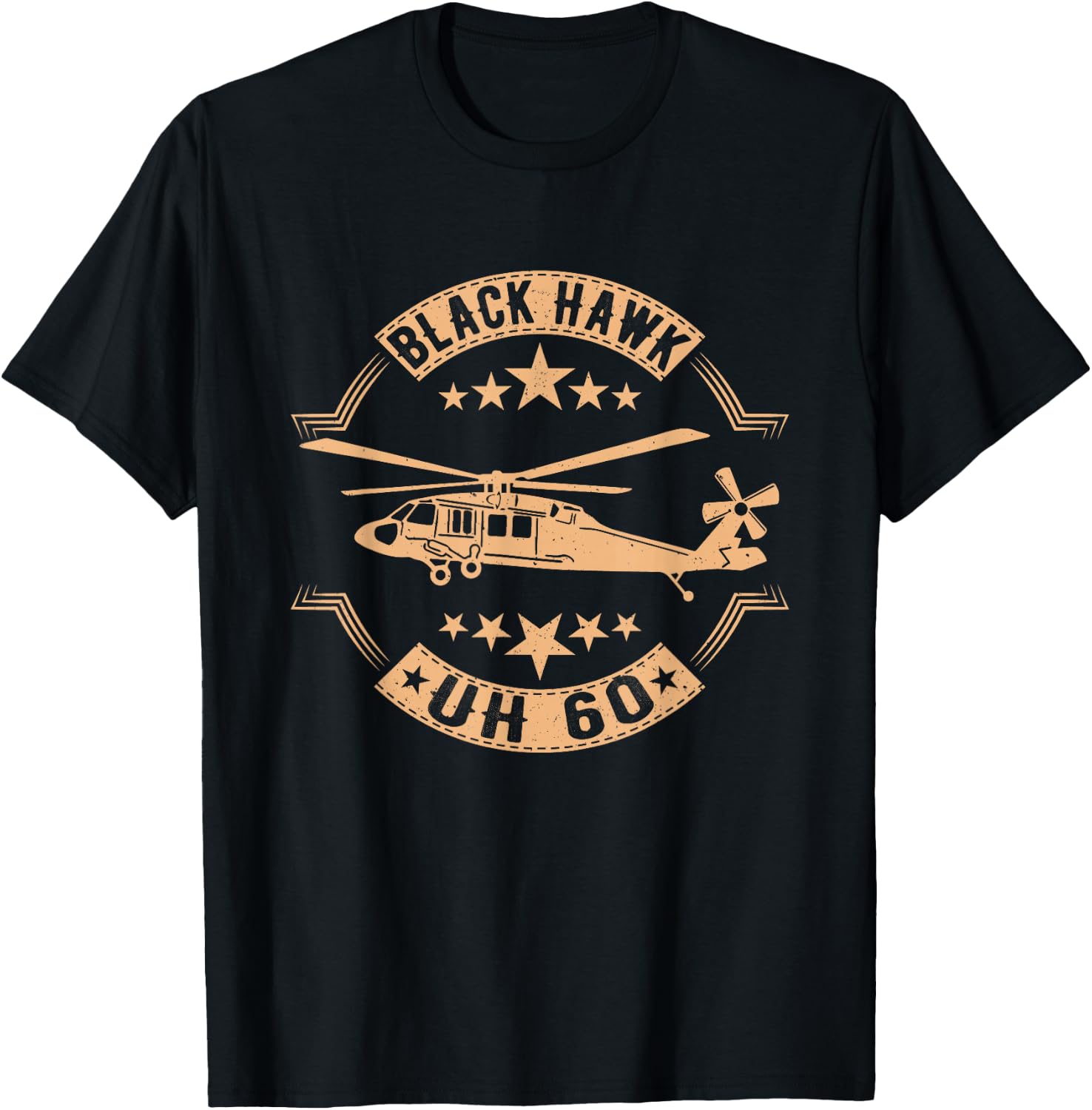 Patriotic USA Flag Military Helicopter UH-60 Black Hawk T-Shirt - T-Shirt | Black