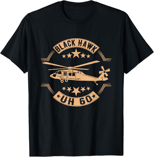 Patriotic USA Flag Military Helicopter UH-60 Black Hawk T-Shirt - T-Shirt | Black