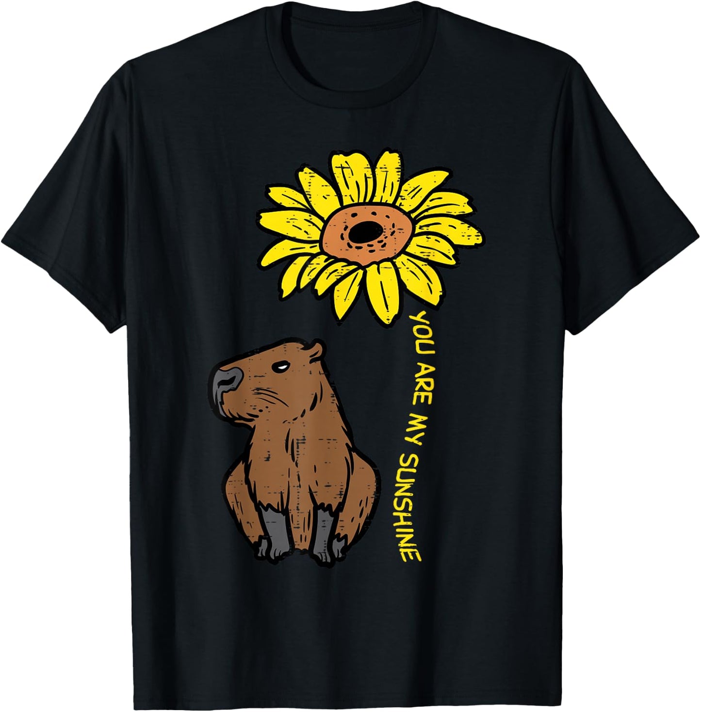 Capybara Sunflower You Are My Sunshine Capy Women Girls Kids T-Shirt - T-Shirt | Black