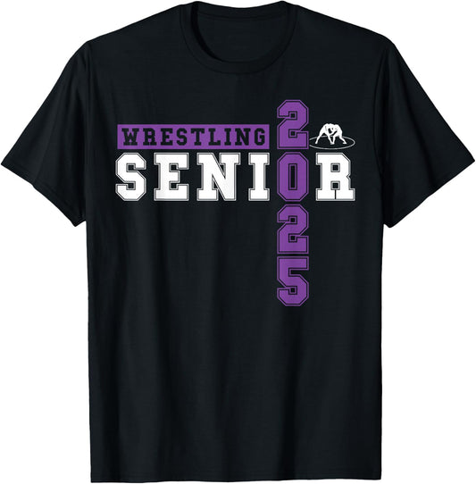 Wrestling Senior Night Wrestling Senior 2025 Graduation 52 T-Shirt - T-Shirt | Black