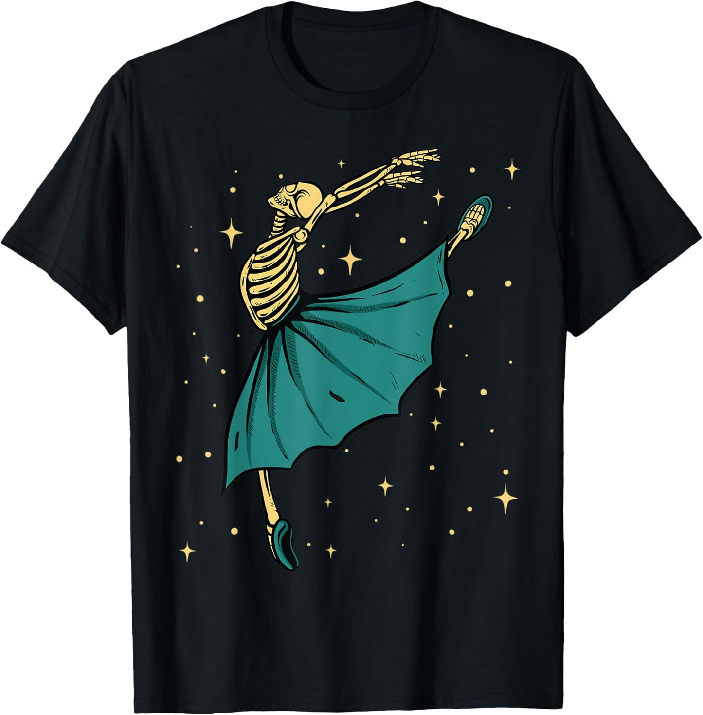 Beautiful Dancing skeleton woman Ballet dance Halloween 2021 T-Shirt - T-Shirt | Black