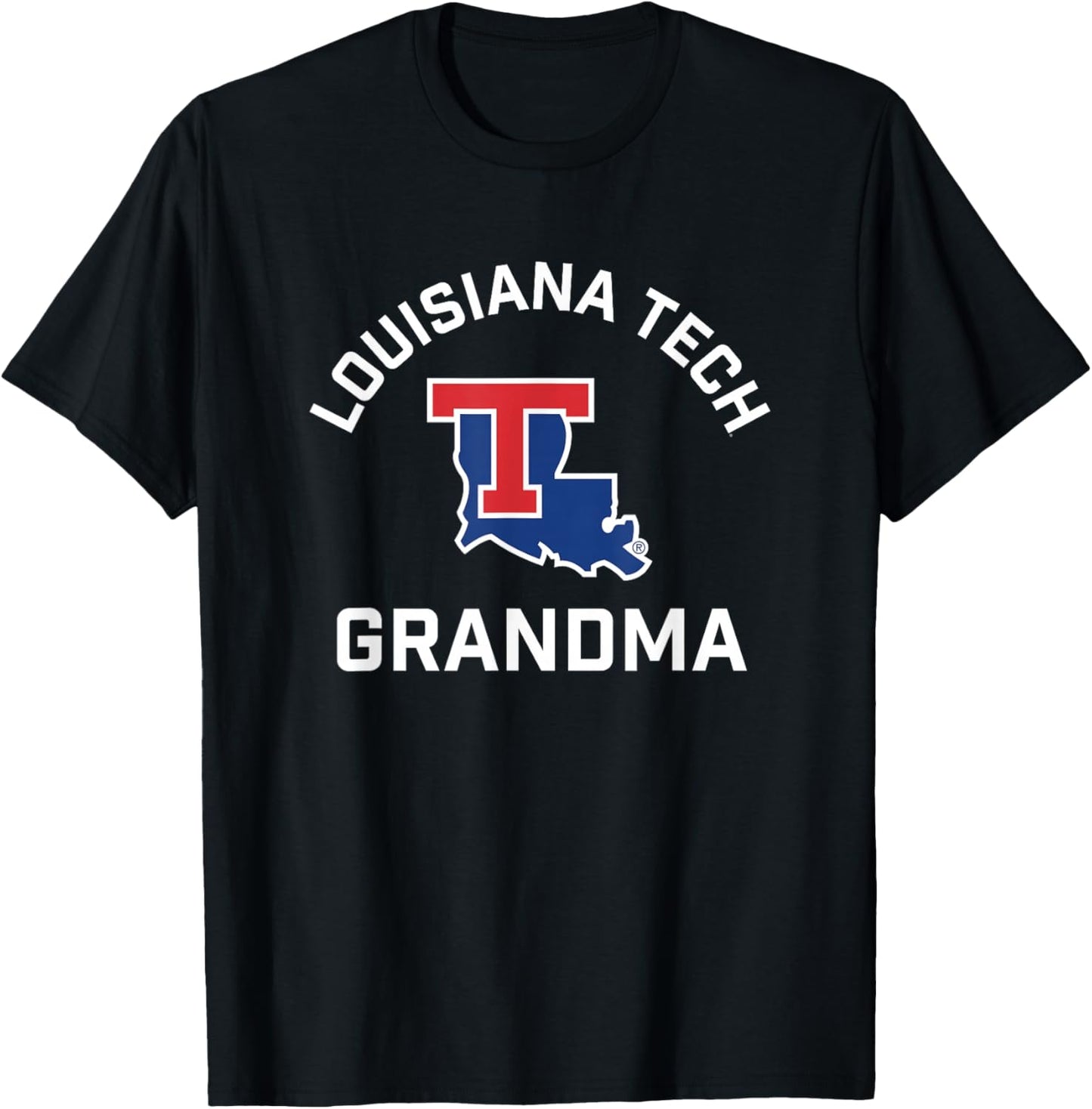 Campus Lab Louisiana Tech Bulldogs Arched Grandma - Blue, X-Small - Short Sleeve - - Classic Fit - Officially Licensed - Louisiana Tech University Fans, Students, and Alumni T-Shirt - T-Shirt | Black