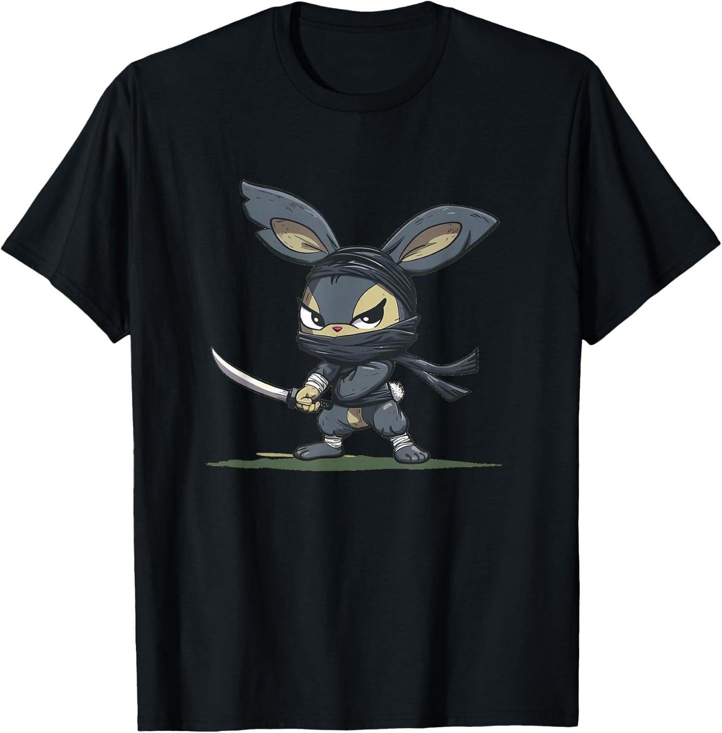 Amazing Ninja Bunny Graphic for a Cool Adventure T-Shirt - T-Shirt | Black