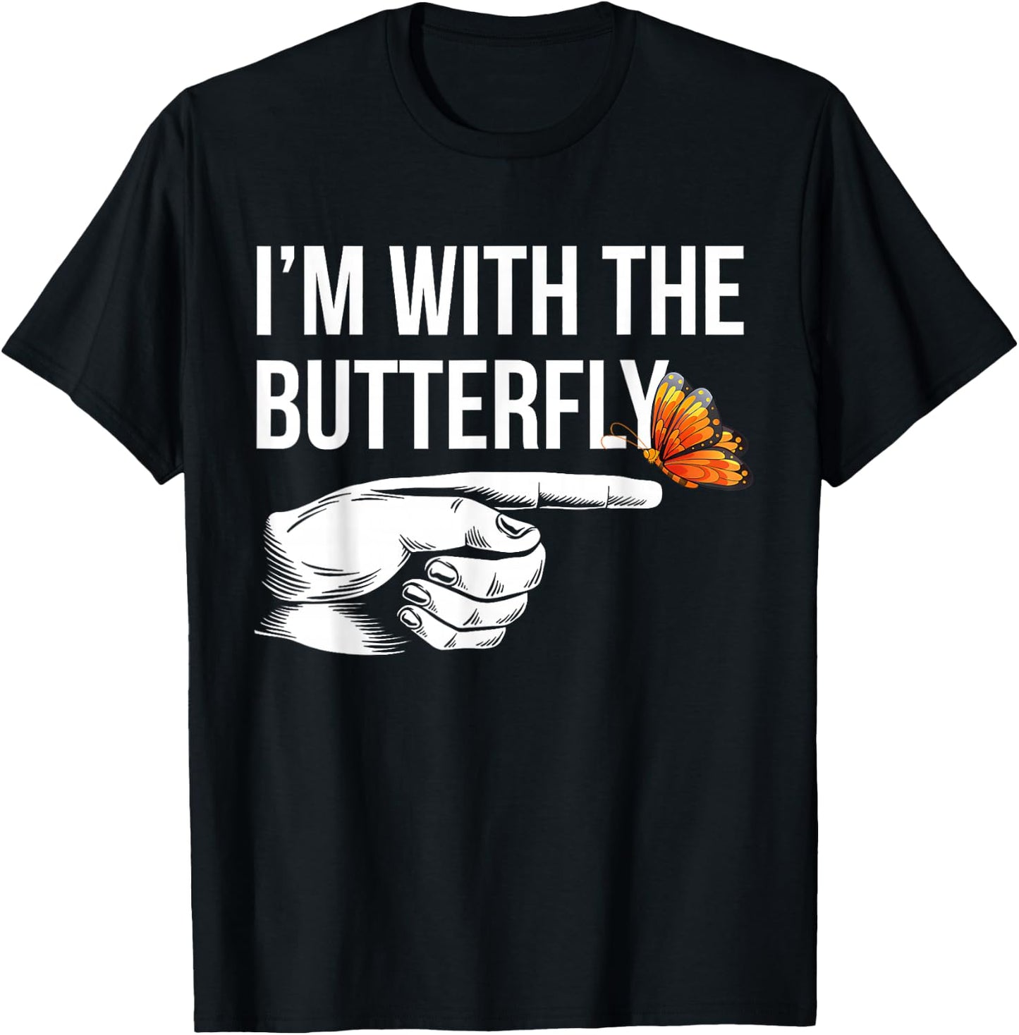I'm With Butterfly Party Matching Couples Halloween Costume T-Shirt - T-Shirt | Black