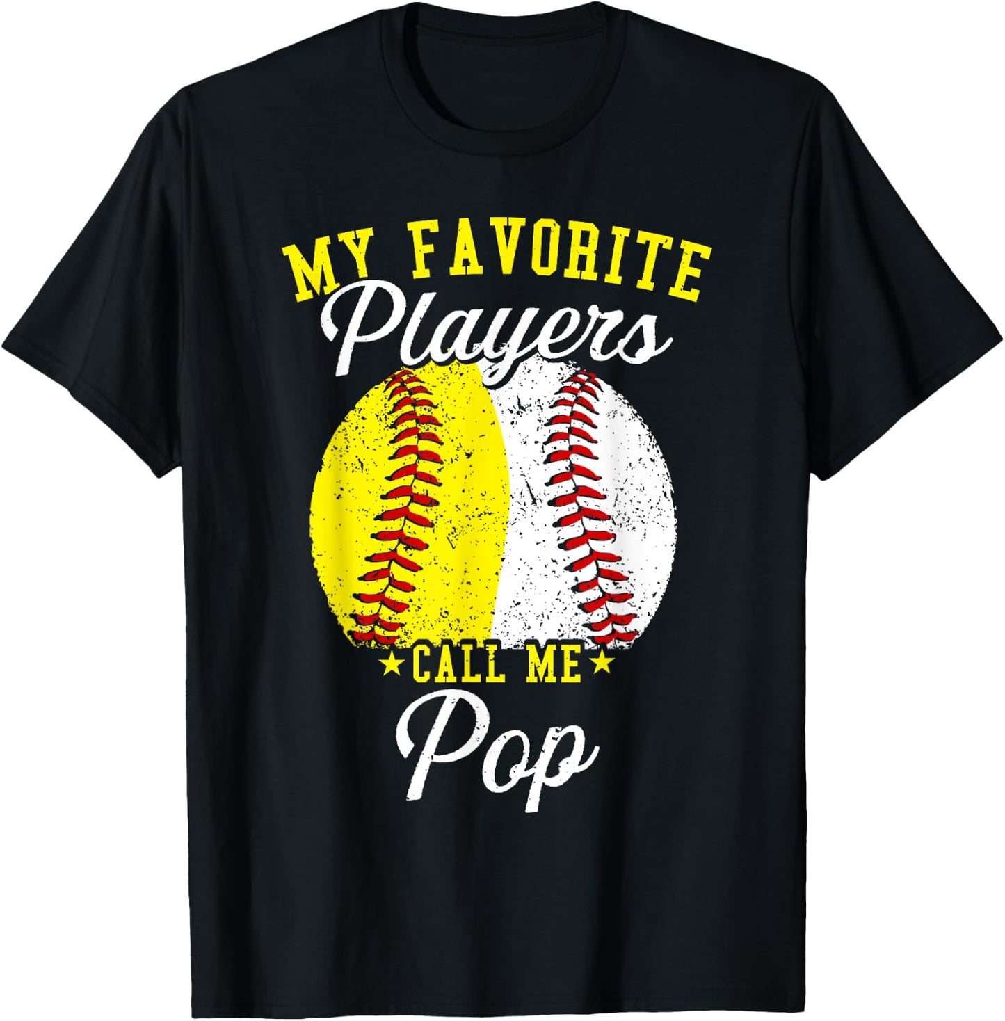 Funny My Favorite Baseball Softball Player Calls Me Pop T-Shirt - T-Shirt | Black