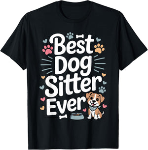 Funny Dog Sitter Art Women Pet Sitting Dog Sitter T-Shirt - T-Shirt | Black