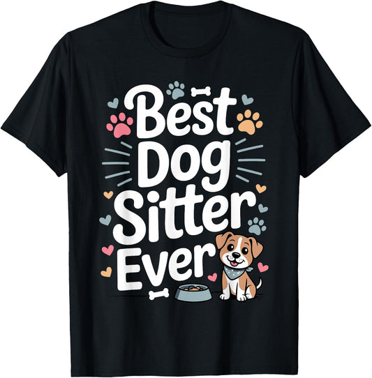 Funny Dog Sitter Art Women Pet Sitting Dog Sitter T-Shirt - T-Shirt | Black