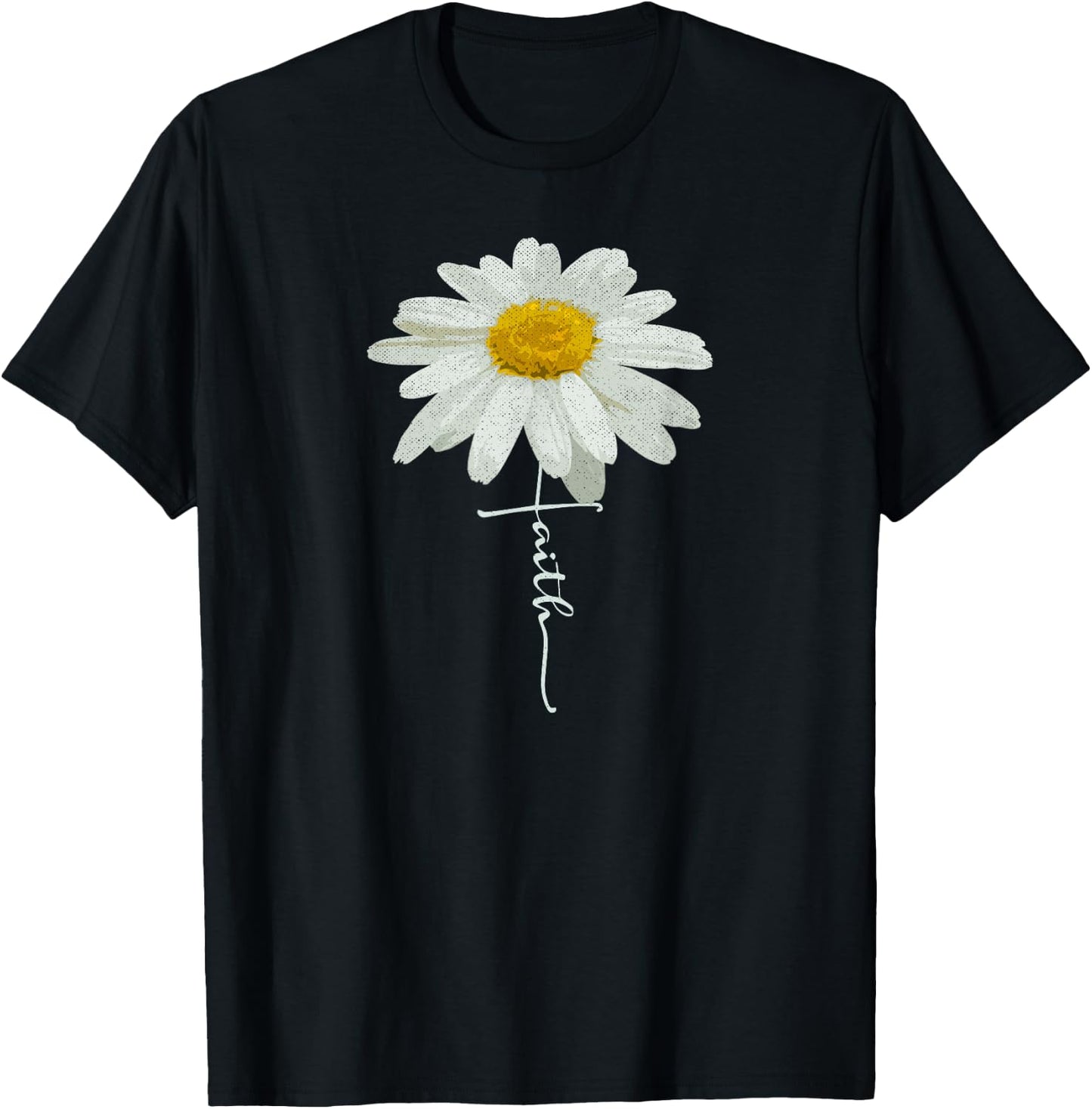 Christian Faith Cross Daisy Flower, Christian Men Women T-Shirt - T-Shirt | Black