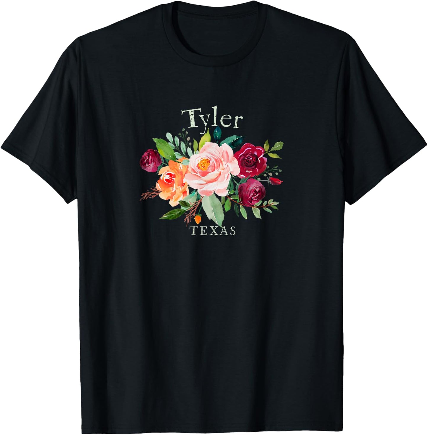 Tyler Texas Floral Rose Lovers Flower Gardeners Souvenir T-Shirt - T-Shirt | Black