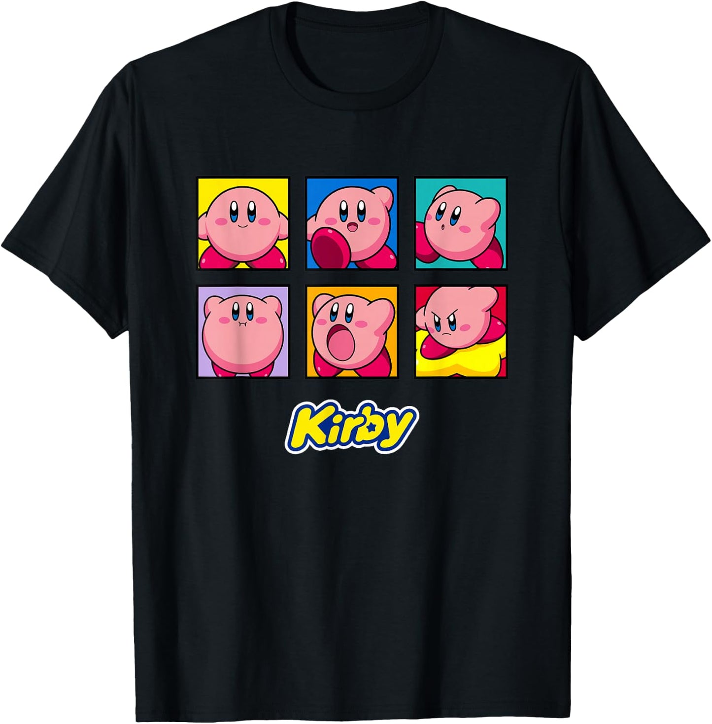 Kirby Emotions Color Portrait Box Ups T-Shirt - T-Shirt | Black