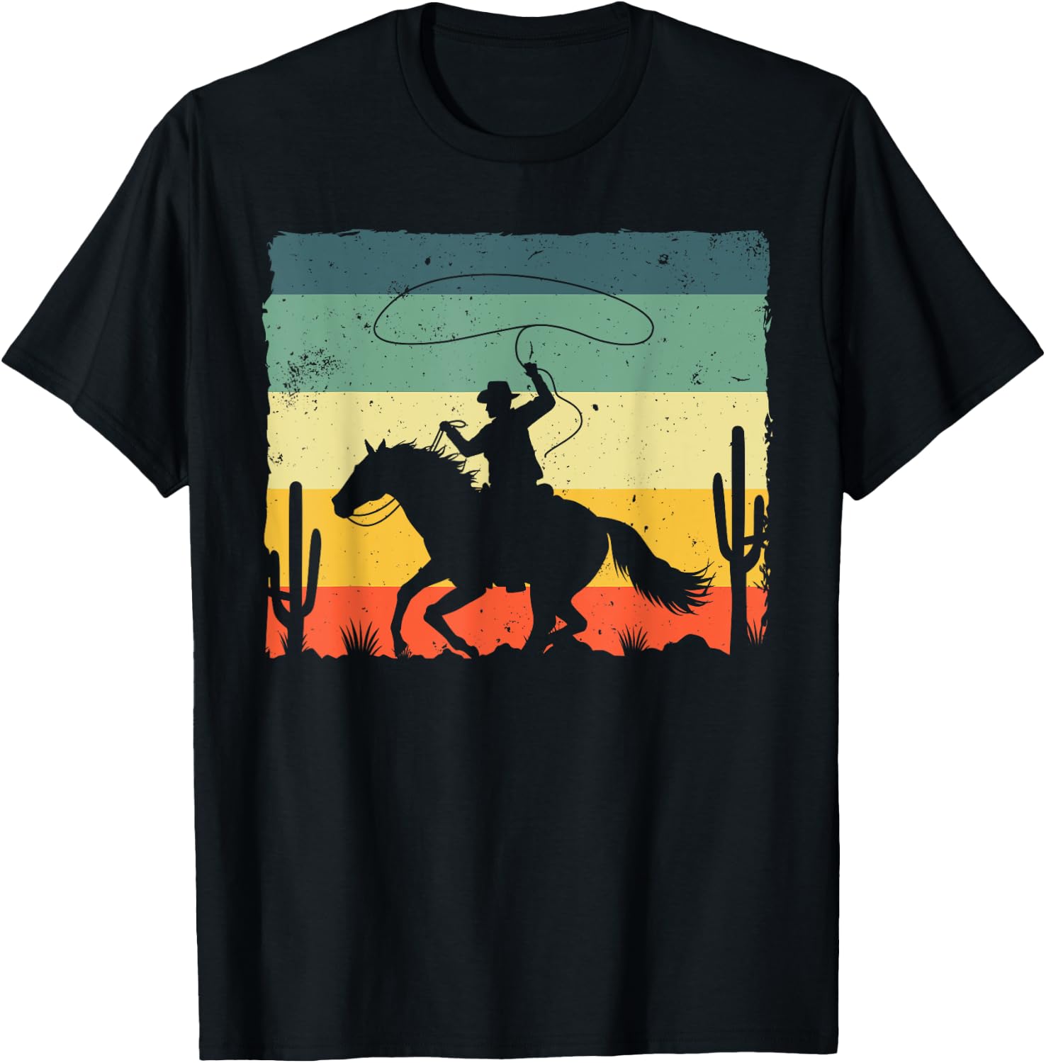 Retro Western Cowboy Design Boys Horse Rider Cowboy T-Shirt - T-Shirt | Black