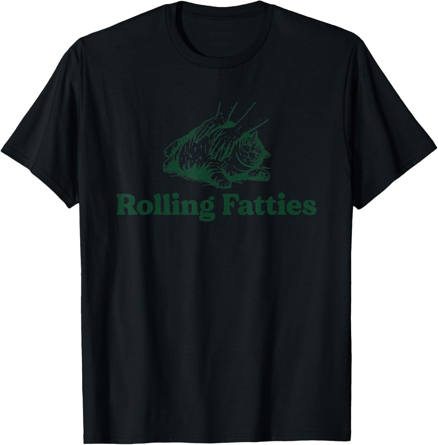 Cat Rolling Fatties Funny T-Shirt - T-Shirt | Black