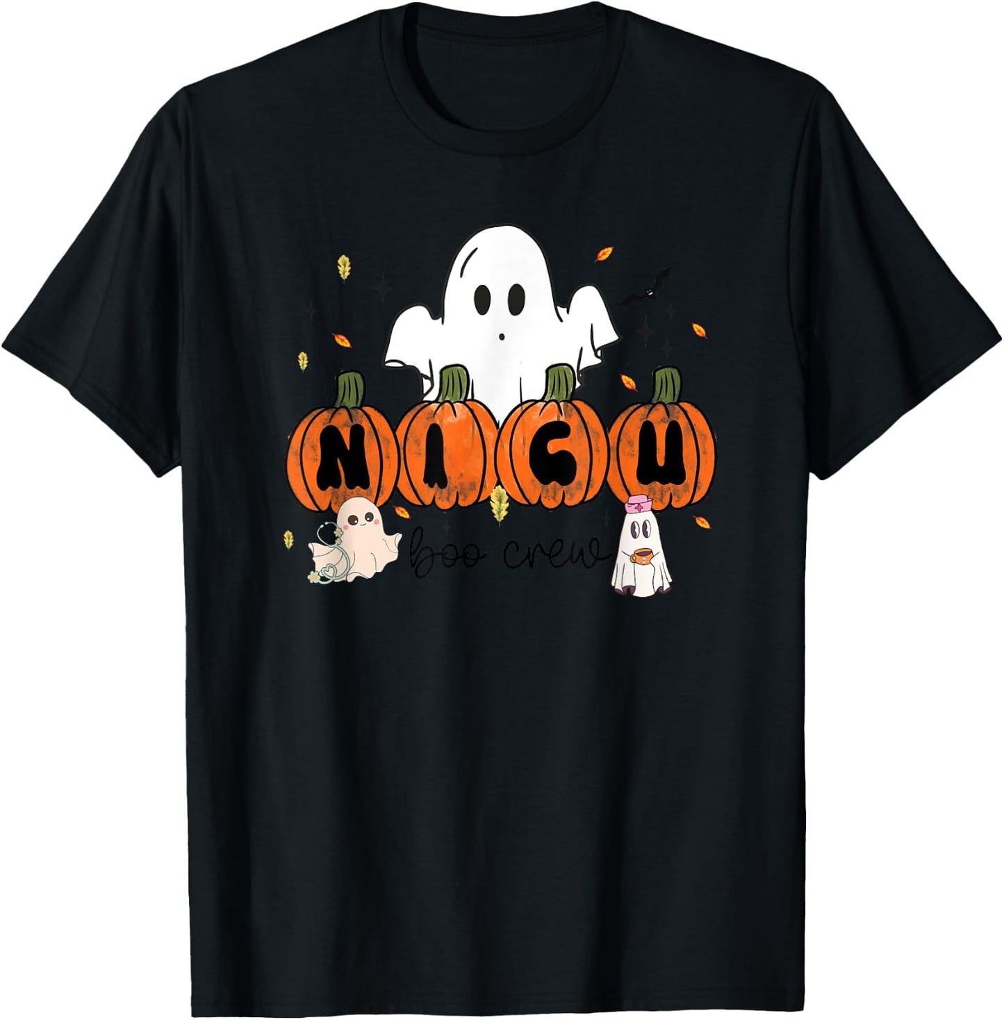 NICU Boo Crew Neonatal Intensive Care Unit Nurse Halloween T-Shirt - T-Shirt | Black