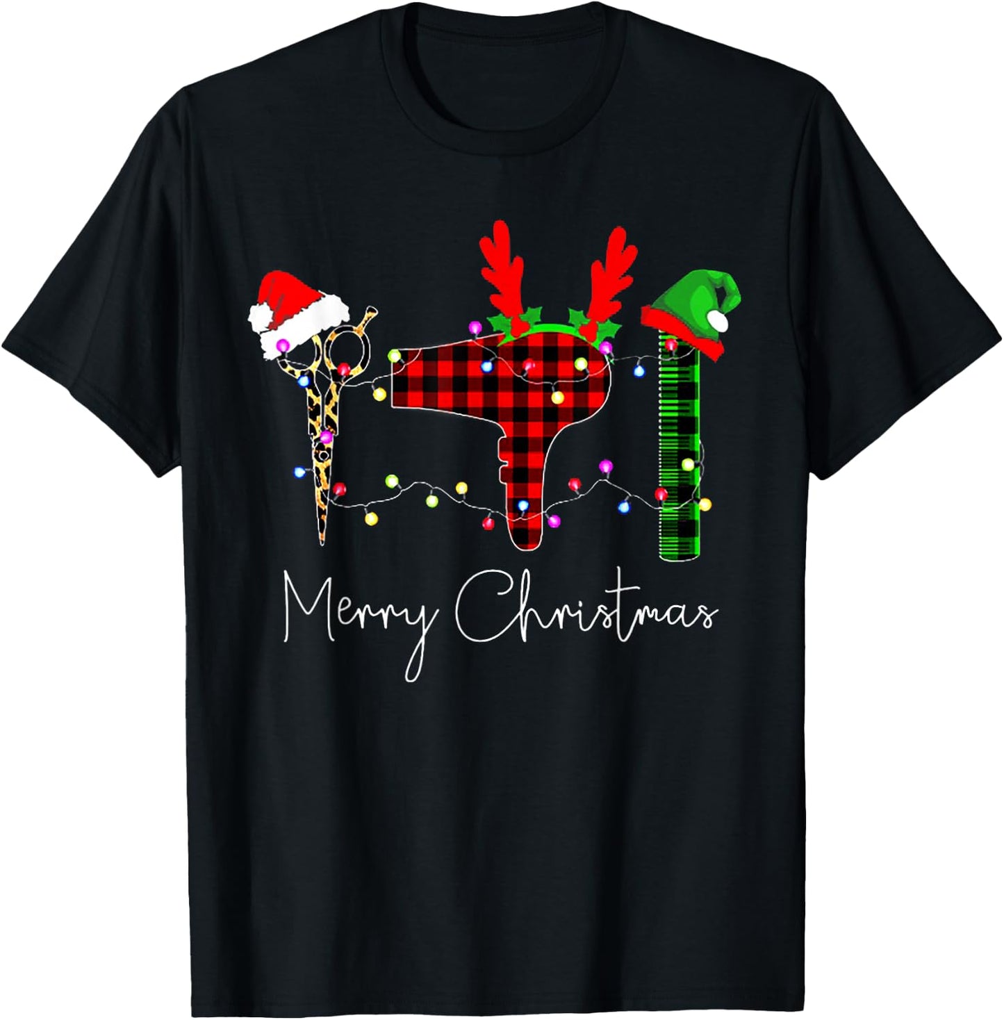 Merry Christmas Hairstylist Funny Tool Hairdresser Barber T-Shirt - T-Shirt | Black