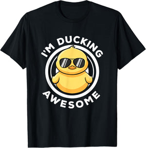 I'm Ducking Awesome I Love Duck Lovers Funny Rubber Duck T-Shirt - T-Shirt | Black