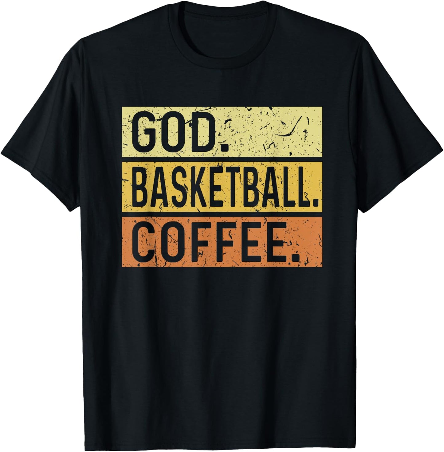 God Basketball Coffee Retro Vintage Distressed T-Shirt - T-Shirt | Black