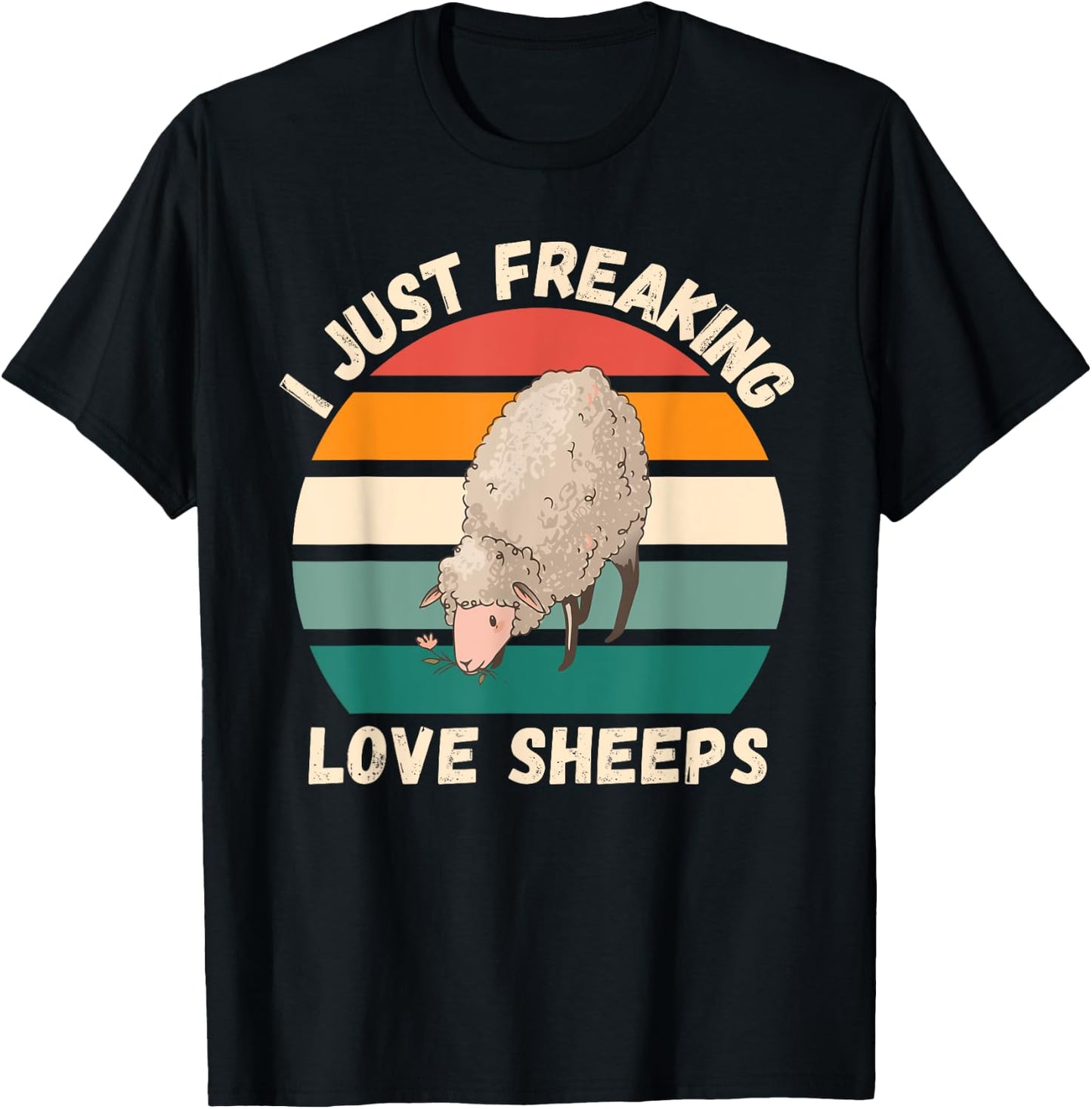 Retro Sheeps I Just Freaking Love Sheeps Animals Lover T-Shirt - T-Shirt | Black