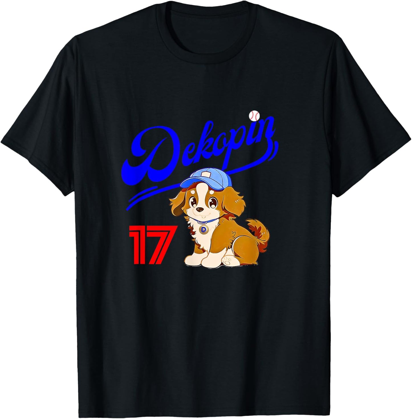 Decopin, Decoy, Dog Shirt, No.17, Otani, Pet Dog, Koi Kerhondier, Baseball Game, Decoy T-Shirt - T-Shirt | Black