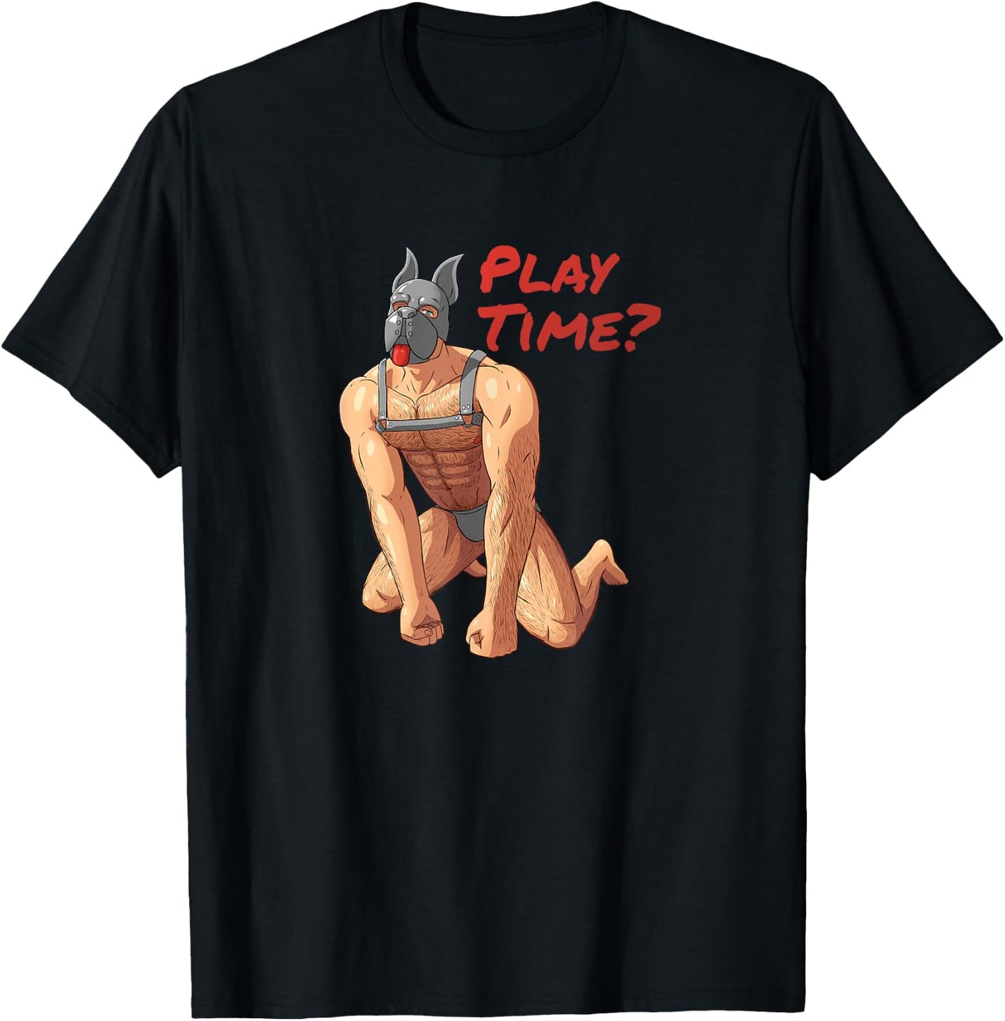 Gay Pup Play Leather Harness Puppy Play Muscle Kink Pride T-Shirt - T-Shirt | Black