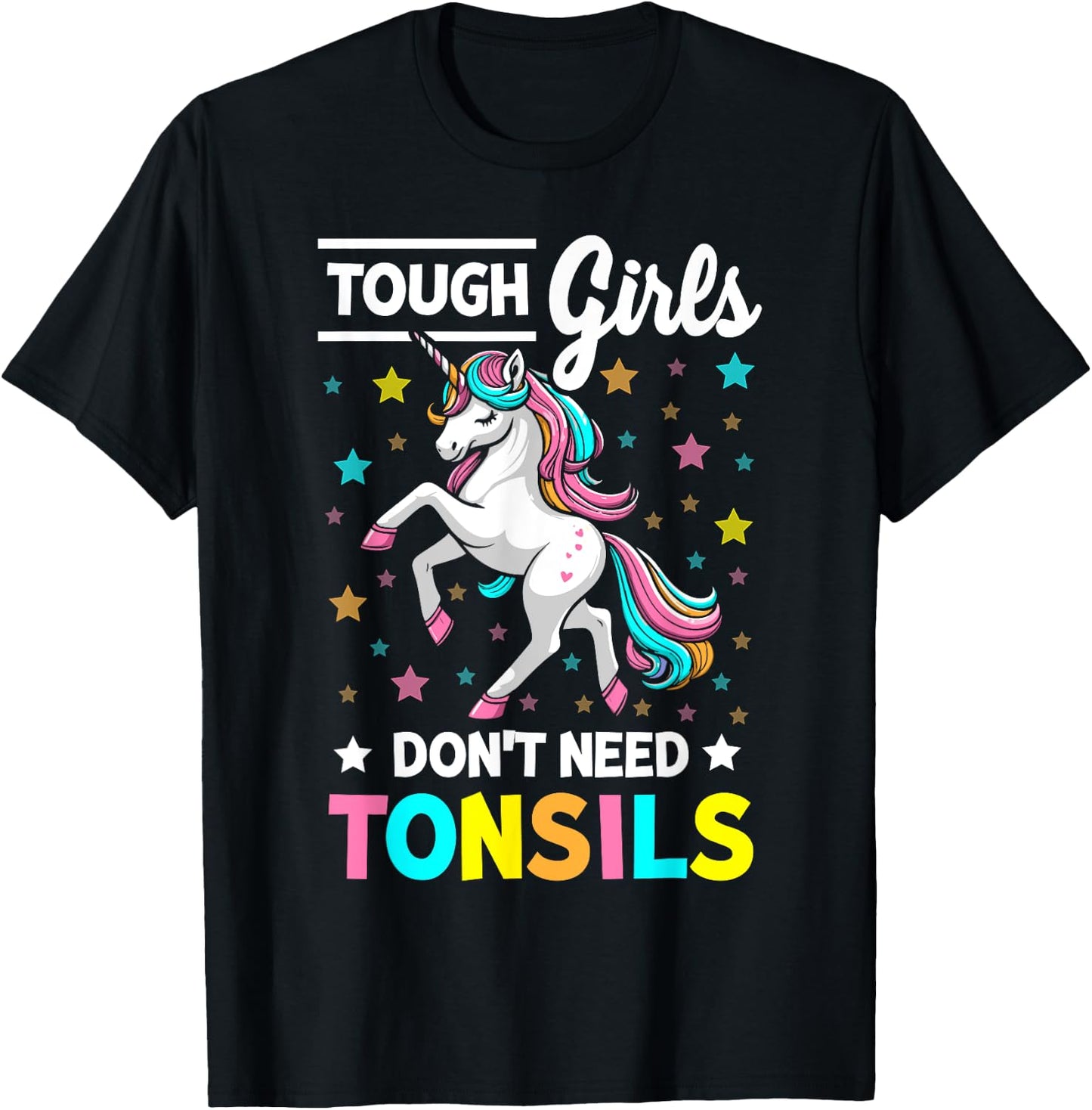 Tonsil Surgery Recovery Girls Unicorn Tonsil Removal T-Shirt - T-Shirt | Black
