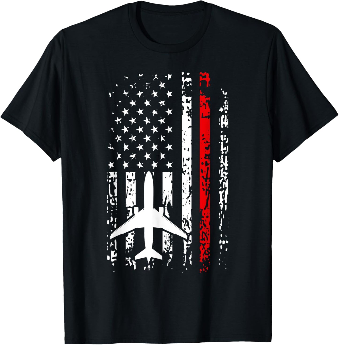 Airport Firefighter Shirt Thin Red Line Airport Fireman Gift T-Shirt - T-Shirt | Black