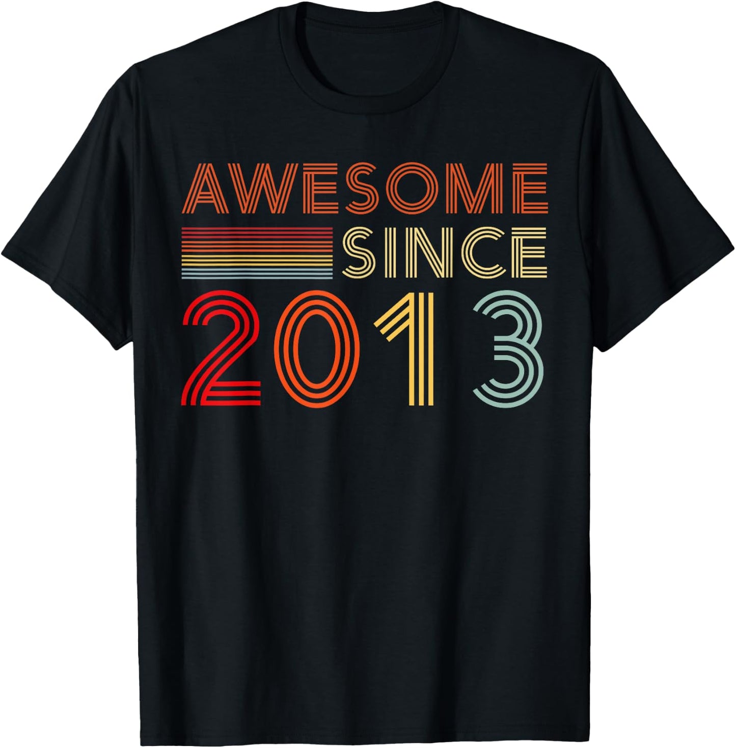 Vintage Awesome Since 2013 Retro Classic Birthday Est 2013 T-Shirt - T-Shirt | Black
